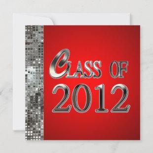 Red And Silver Sequins Graduation Invitations