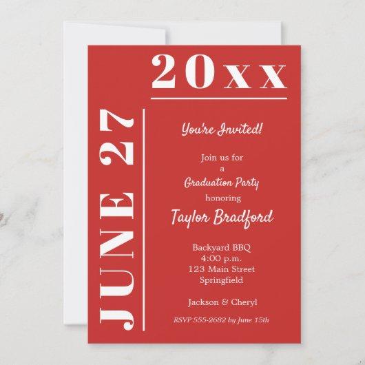 Red and White Graduation Party Invitations
