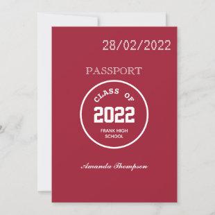 Red and White Graduation Passport Photo Invitation