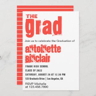 Red and White Grunge Typography Graduation Party Invitation