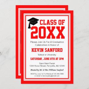 Red and White Photo Graduation Party Invitation
