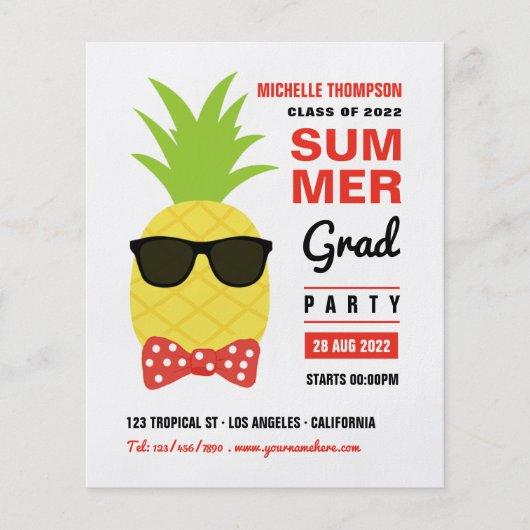 Red and White Pineapple Summer Grad Party Invite Flyer