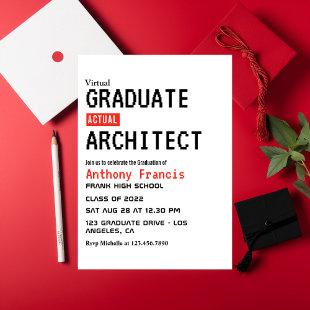 Red and White Virtual Graduation Invitation