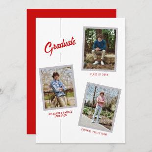 Red Angled Four-Photo Graduation Announcement