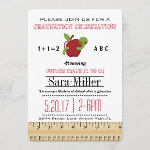 Red Apple Teacher Graduation Invitation