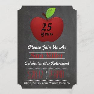Red Apple Teacher Retirement Invitation