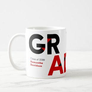 Red Big Bold Angle-Cut Letters Graduation Coffee Mug