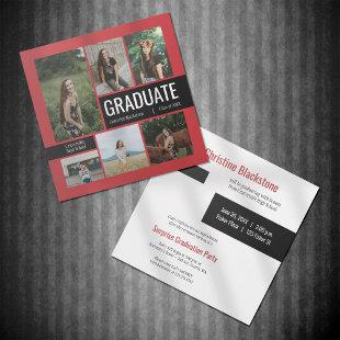 Red & Black 6 Photo Graduation Invitation