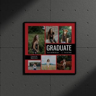 Red & Black 6 Photo Graduation Poster