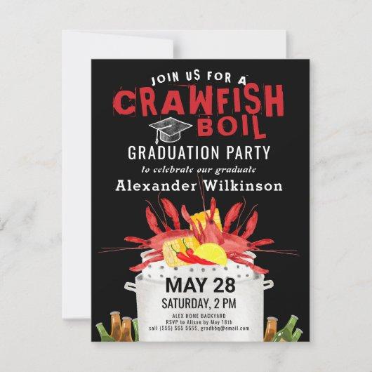 Red Black Crawfish Boil Graduation BBQ Party Invitation