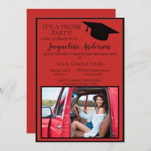 Red Black Photo College Trunk Party Invitation