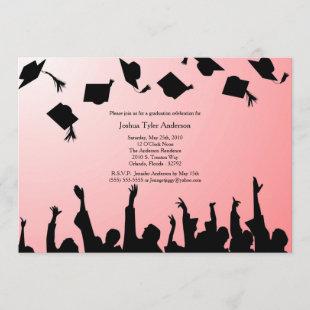 Red Black Silhouette Graduation Party Invitation