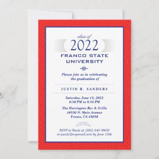 Red Blue & White Formal Graduation Party  Invitation