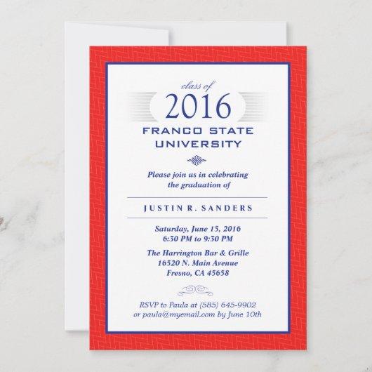 Red Blue & White Formal Graduation Party Invite