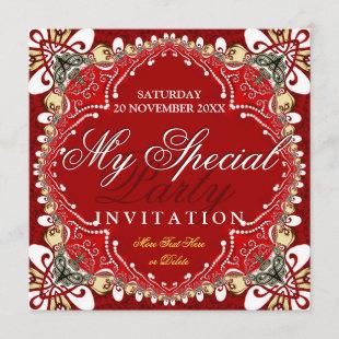 Red Bohemian Special Party Invitation