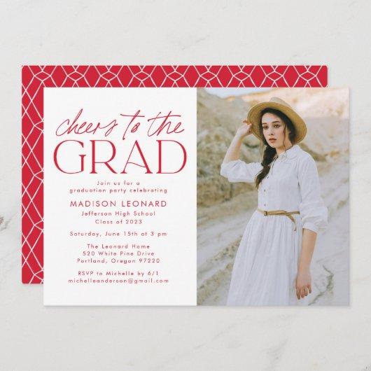 Red | Cheers to the Grad Photo Graduation Party Invitation
