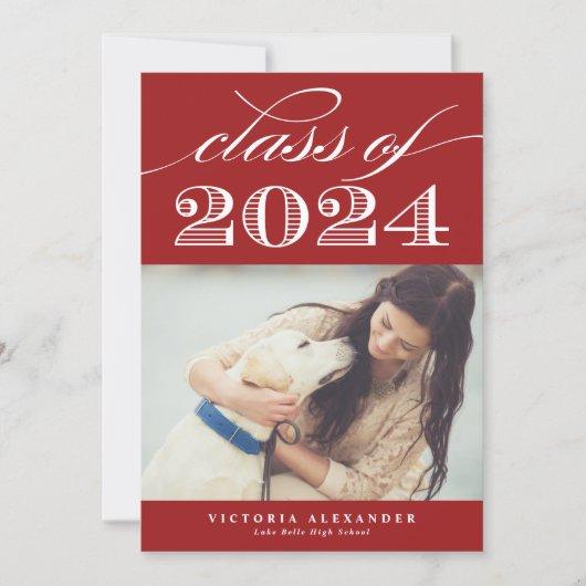 Red Class of 2023 Classic Typography Graduation Invitation