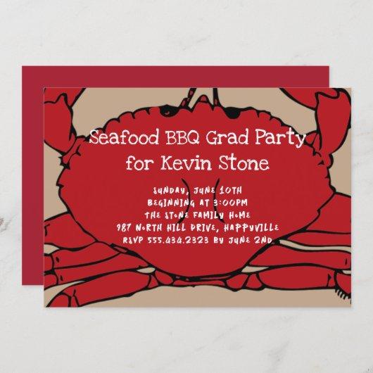 Red Crab Boil BBQ Party Graduation Invitation