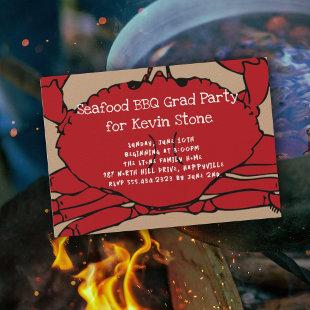 Red Crab Boil BBQ Party Graduation Invitation