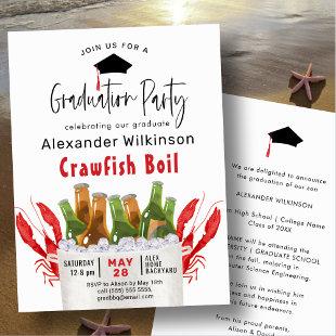 Red Crawfish Boil Graduation BBQ Party Invitation
