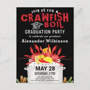 Red Crawfish Boil Graduation Party Invitation Postcard