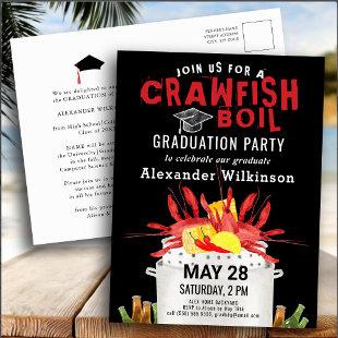 Red Crawfish Boil Graduation Party Invitation Postcard