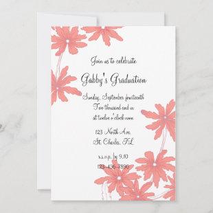 Red Daisies Graduation Party Invitation