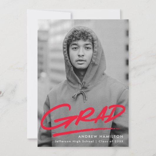 Red | Dashed Photo Graduation Party Invitation