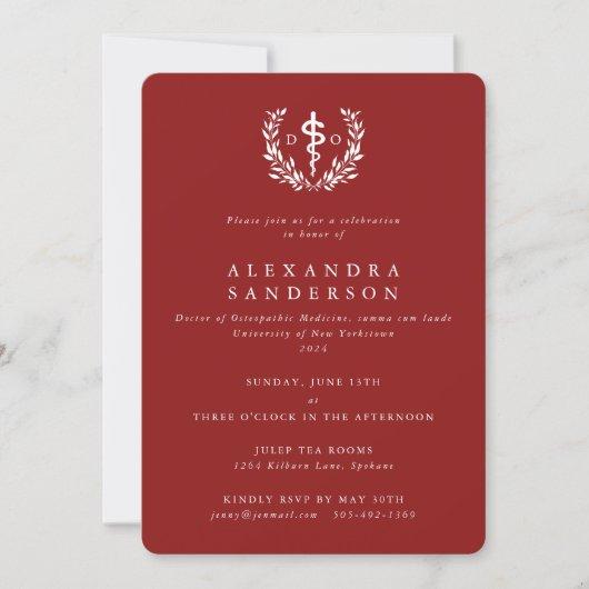 Red Doctor of Osteopathic Medicine Graduation Invitation
