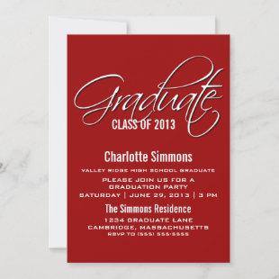 Red Elegant Script Graduation Invite