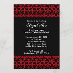 Red Fleur-de-lis Graduation Invitation