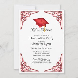 Red Grad Cap Graduation Party Invitation