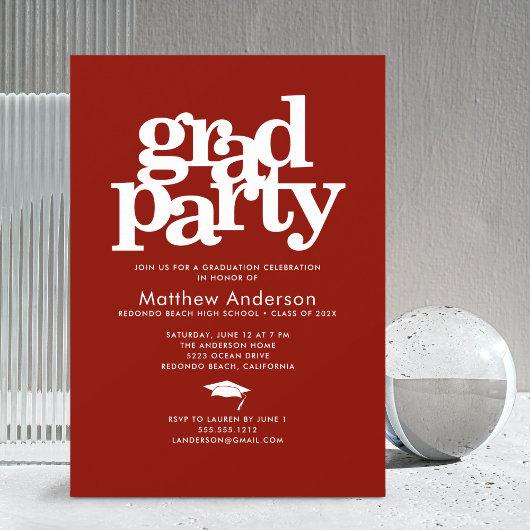 Red grad party modern bold typography simple invitation