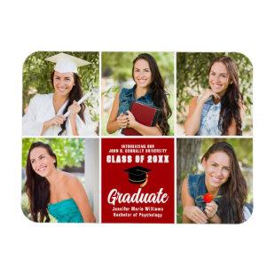 Red Graduate Photo Collage Custom 2024 Graduation  Magnet