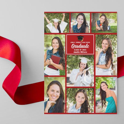 Red Graduate Photo Collage Modern 2023 Graduation Announcement