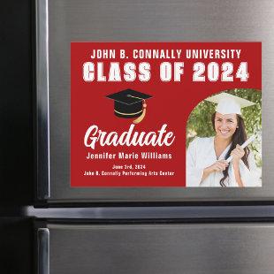 Red Graduate Photo Custom 2024 Graduation Magnet