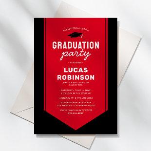 Red Graduate Stole Sash Graduation Party Invitation