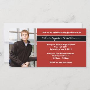 Red Graduation Invitation Announcement Cards