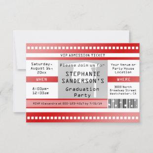 Red Graduation or Party Admission Ticket Invitation