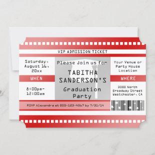 Red Graduation Party Admission Ticket Invitation