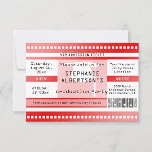 Red Graduation Party Admission Ticket Invitation