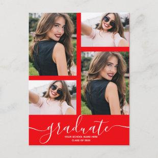 Red Graduation Party Invitation Postcard