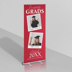 Red Joint Graduation | 2 Photo Invitation Retractable Banner