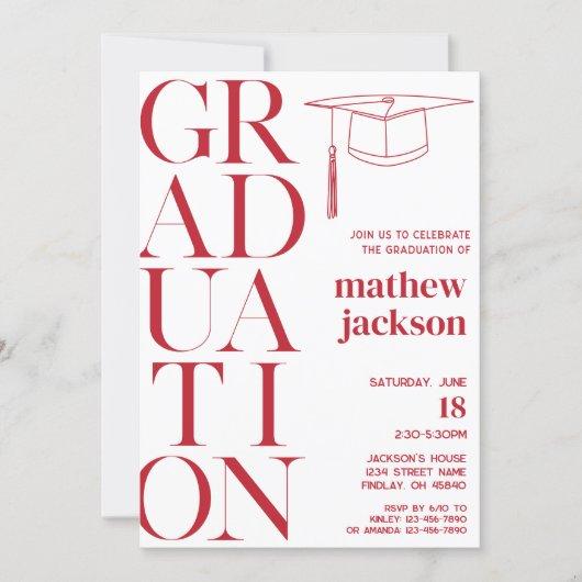 Red Minimalist '24 Graduation Party Personalized Invitation