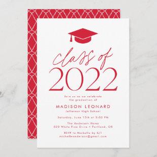 Red | Modern Class of 2022 Graduation Party Invitation