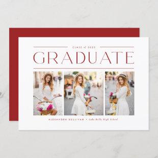 Red Modern Typography Photo Collage Graduation Invitation