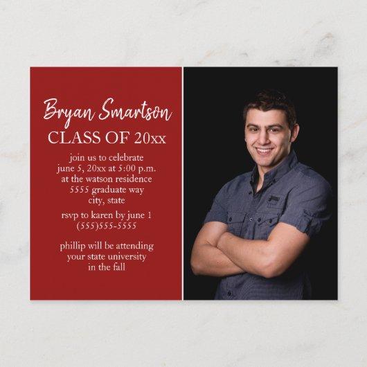 Red Personalized Photo Graduation Party Postcard