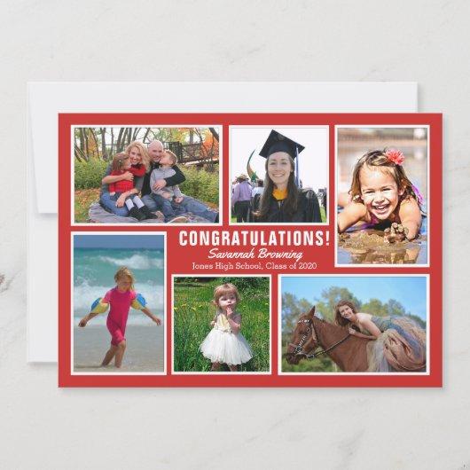 Red Photo Collage Graduation Open House Invitation
