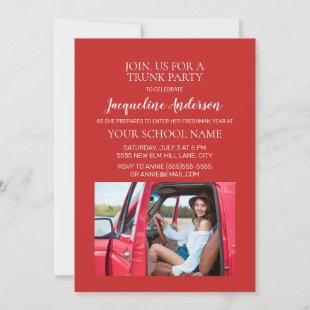 Red Photo College Trunk Party Dorm Shower Invitation
