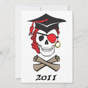 Red Pirate Graduation Invite